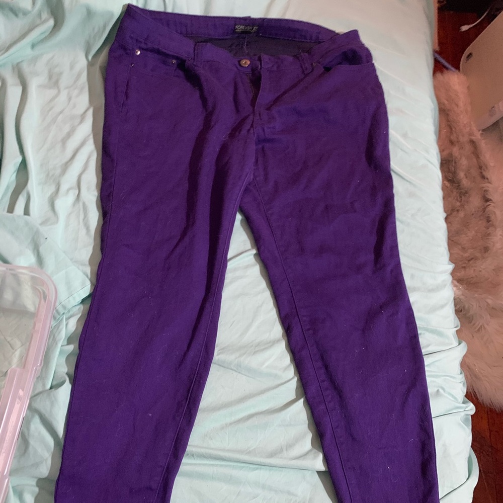 Mid rise purple jeans